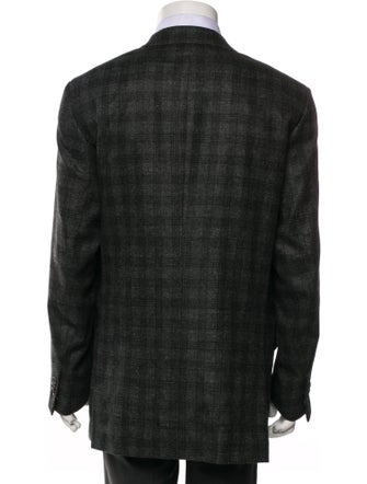 Isaia Wool Plaid Print Blazer