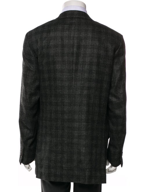 Isaia Wool Plaid Print Blazer