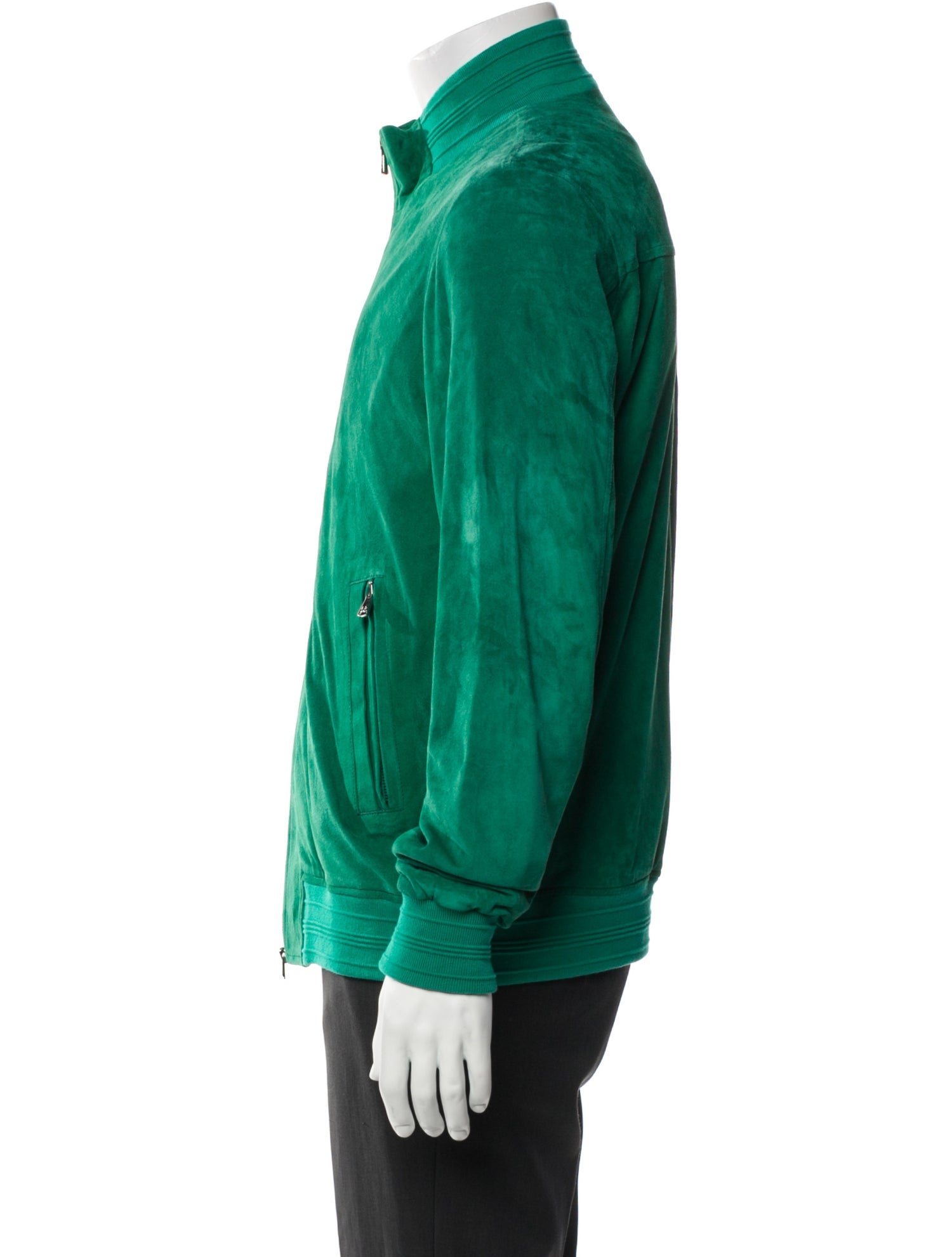 Isaia Lamb Leather Bomber Jacket