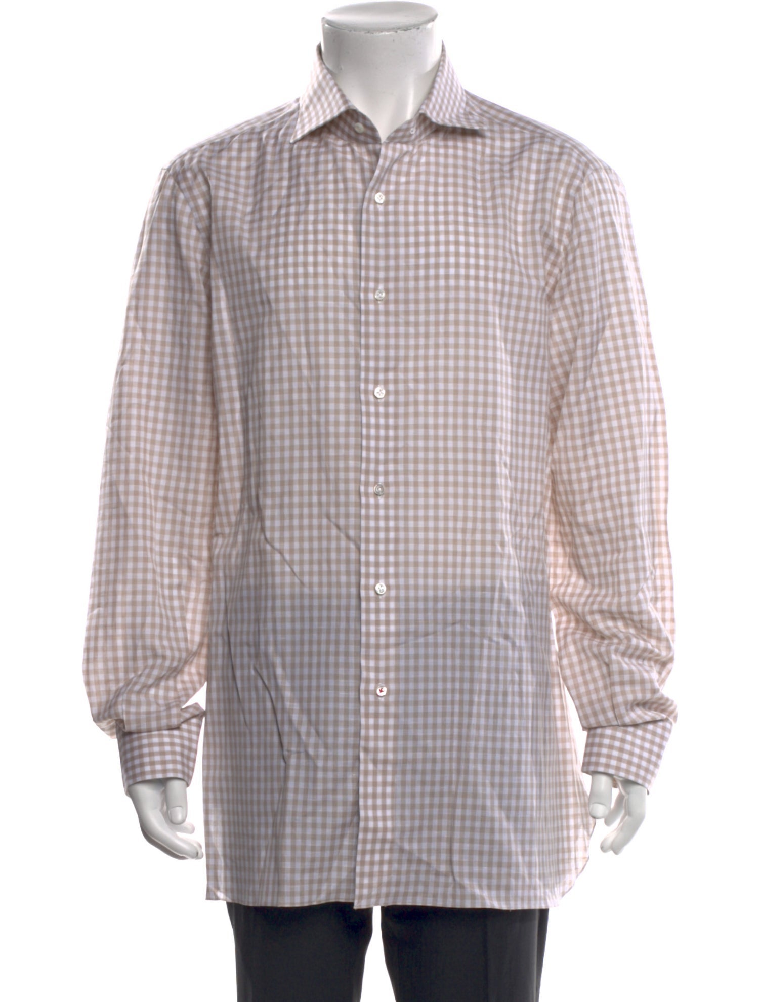 Isaia Plaid Print Long Sleeve Dress Shirt