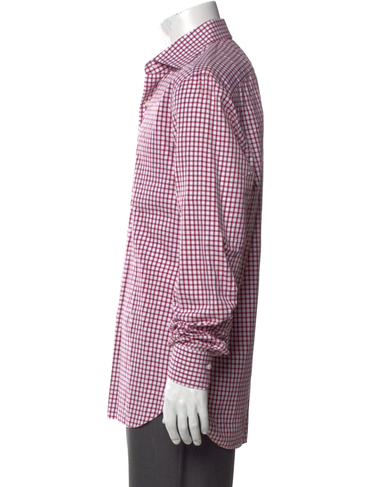 Isaia Plaid Print Long Sleeve Dress Shirt