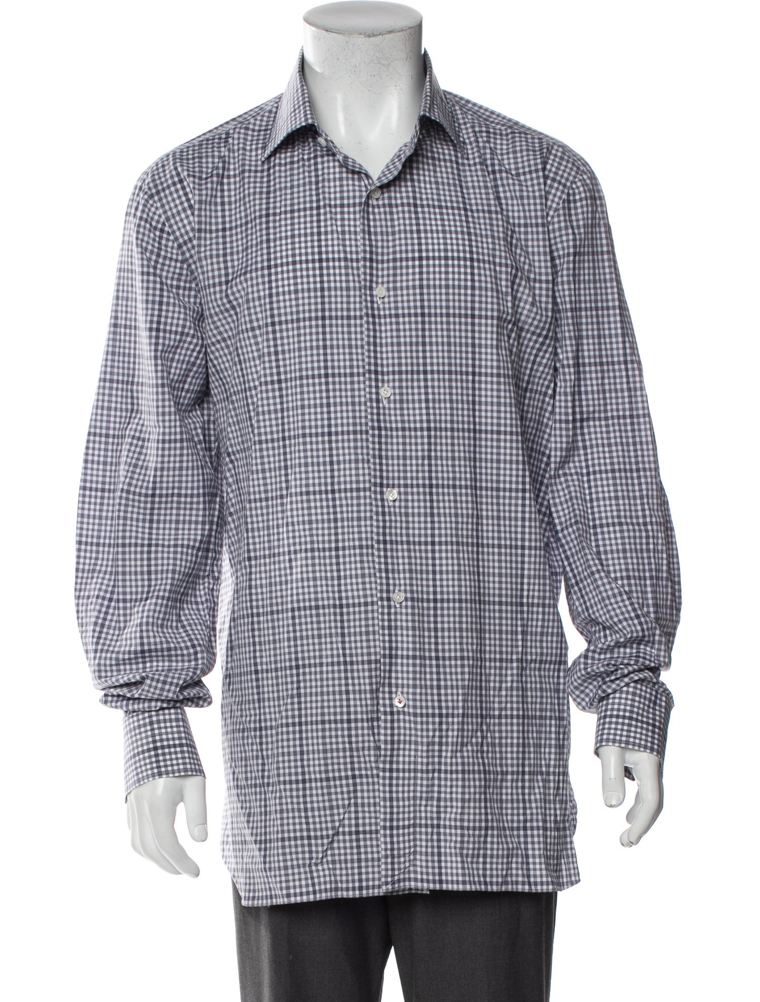 Isaia Plaid Print Long Sleeve Dress Shirt