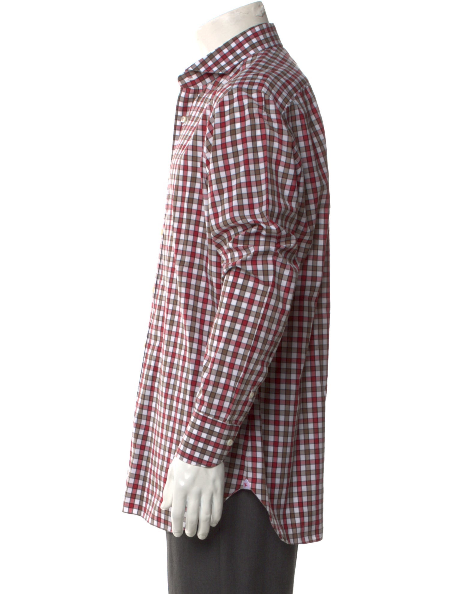 Isaia Plaid Print Long Sleeve Shirt