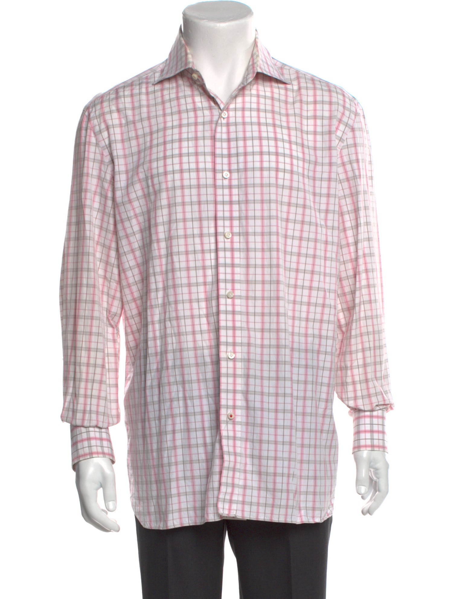 Isaia Plaid Print Long Sleeve Dress Shirt