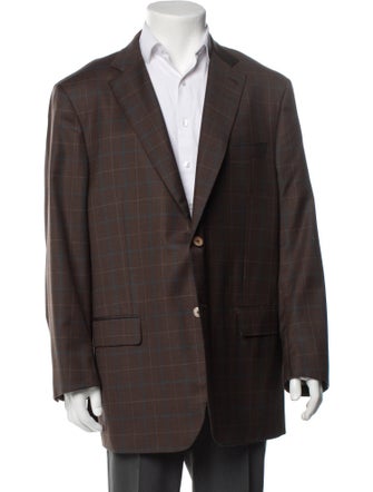 Isaia Wool Plaid Print Blazer