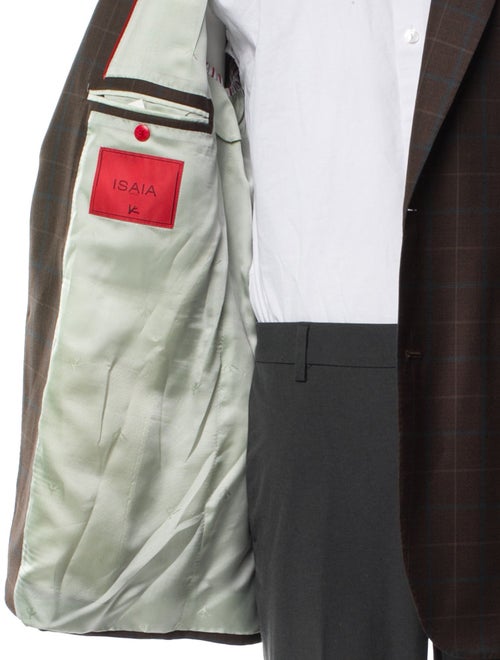 Isaia Wool Plaid Print Blazer