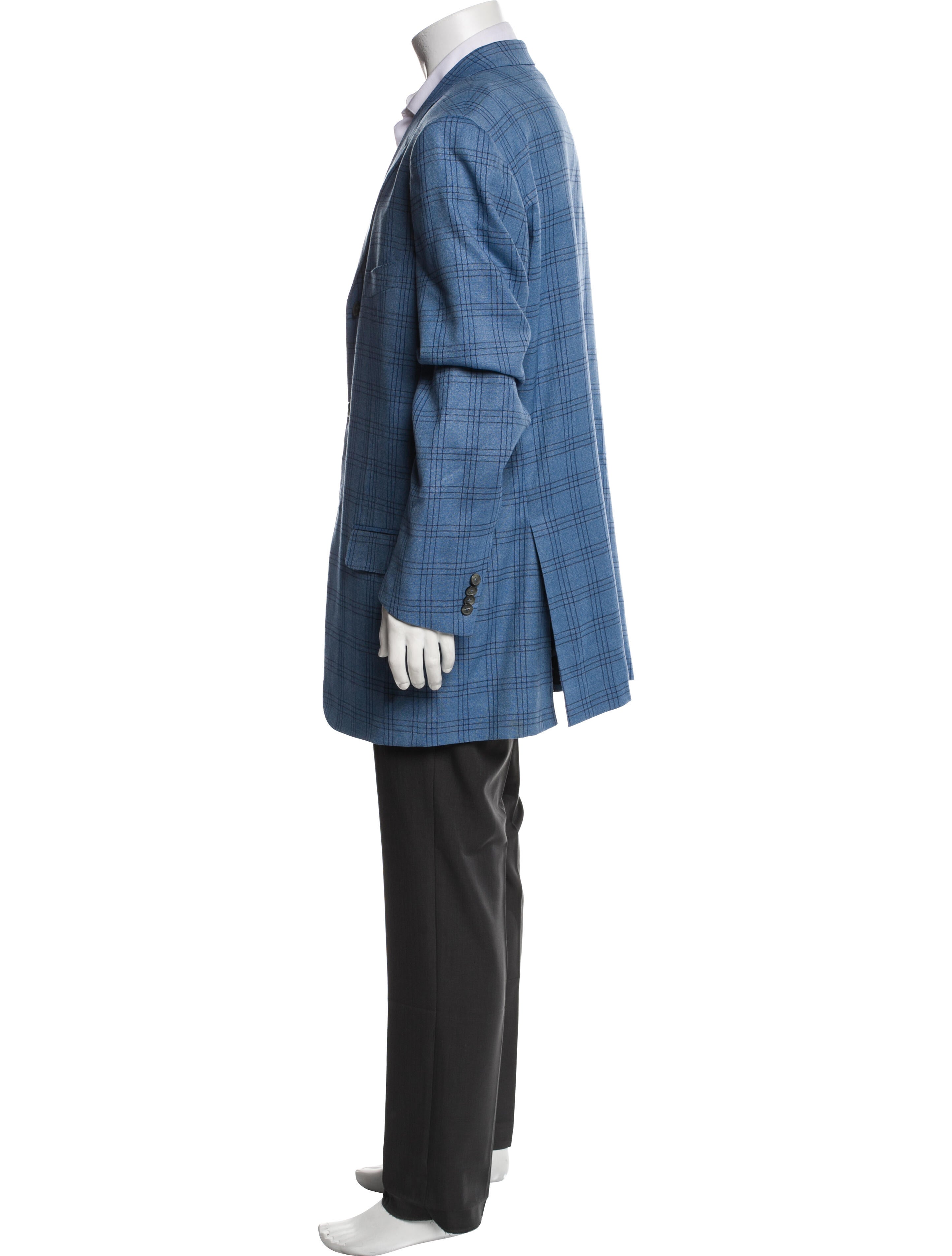 Isaia Wool Plaid Print Blazer