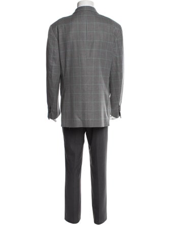 Isaia Plaid Print Overcoat