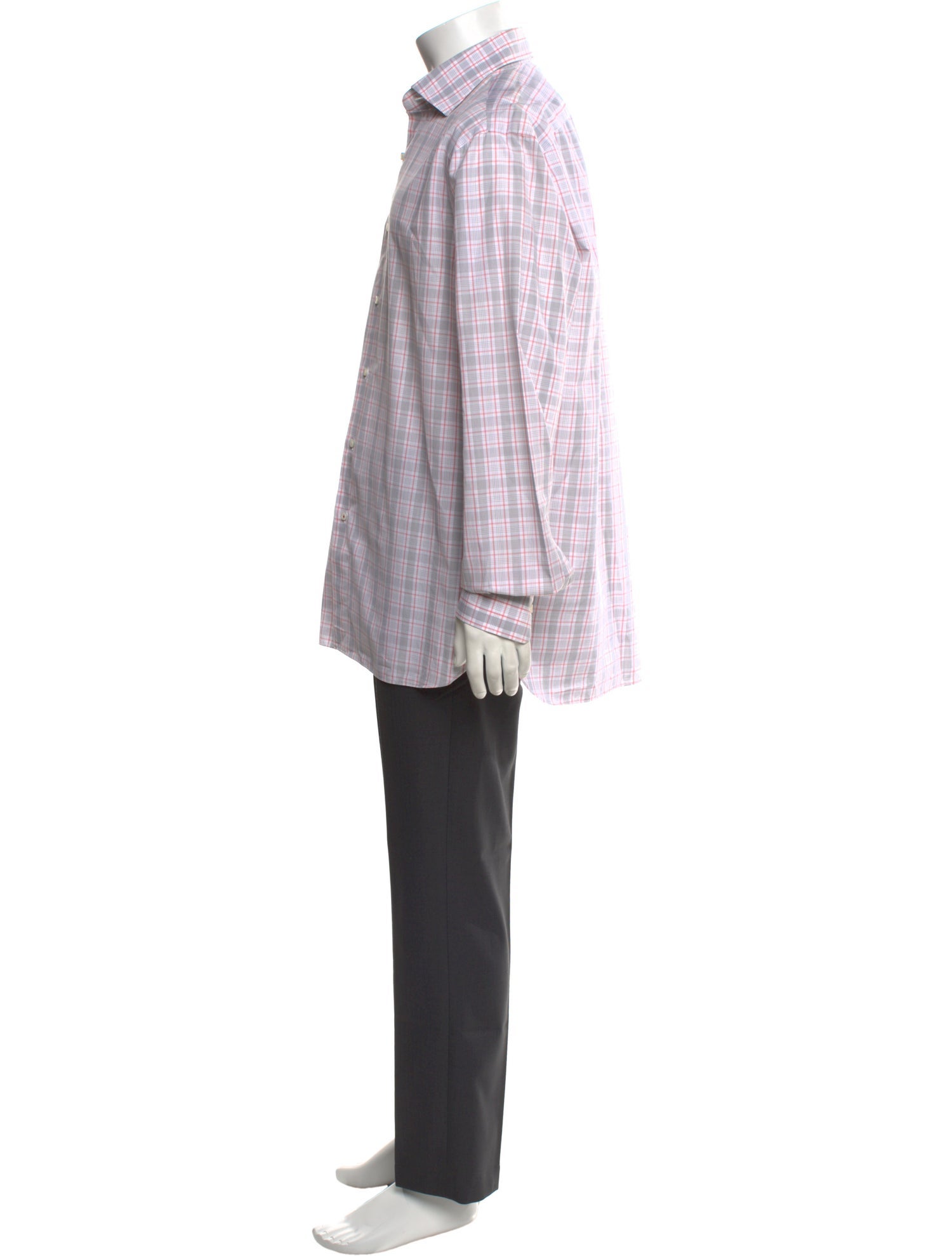 Isaia Plaid Print Long Sleeve Dress Shirt