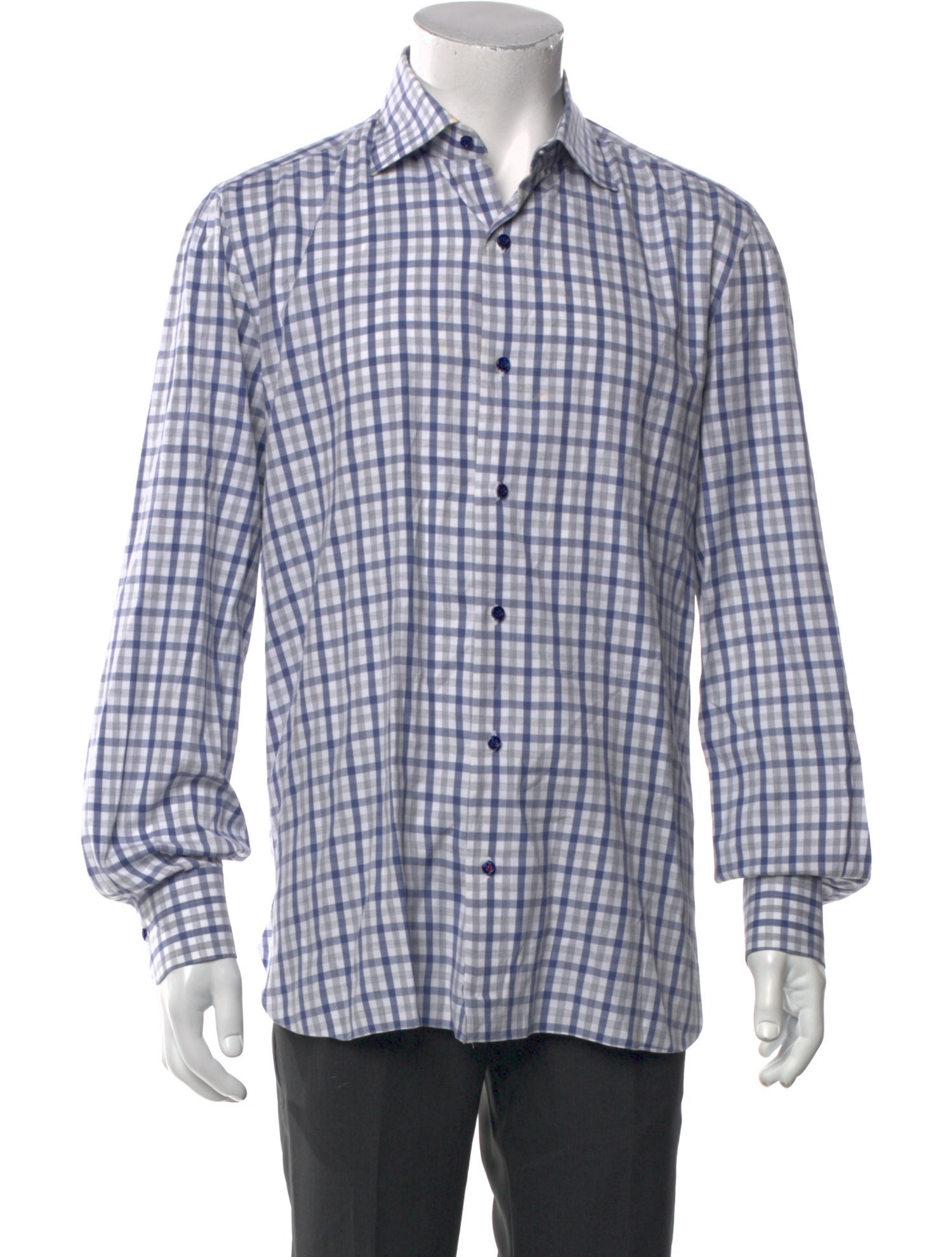 Isaia Plaid Print Long Sleeve Dress Shirt