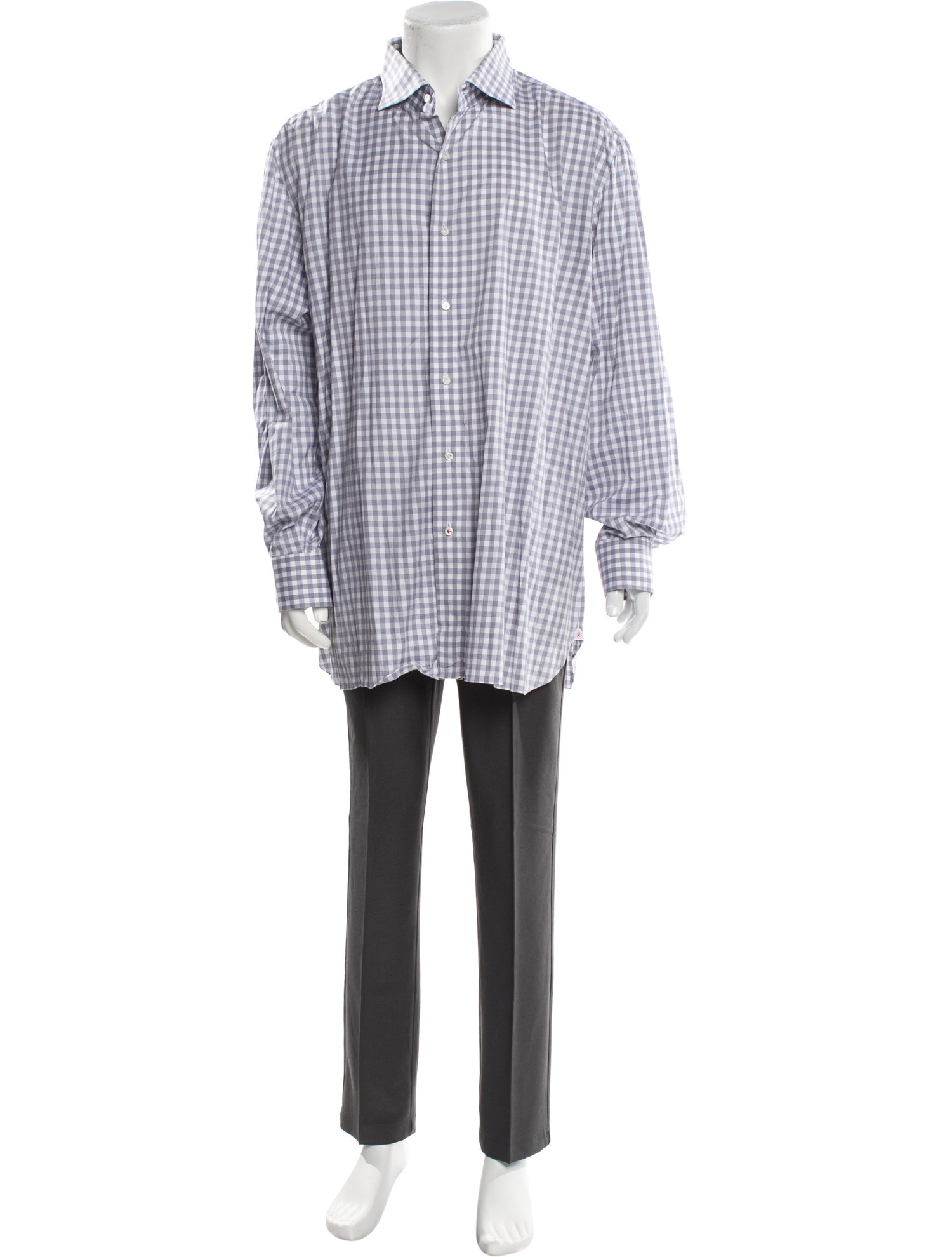 Isaia Plaid Print Long Sleeve Dress Shirt