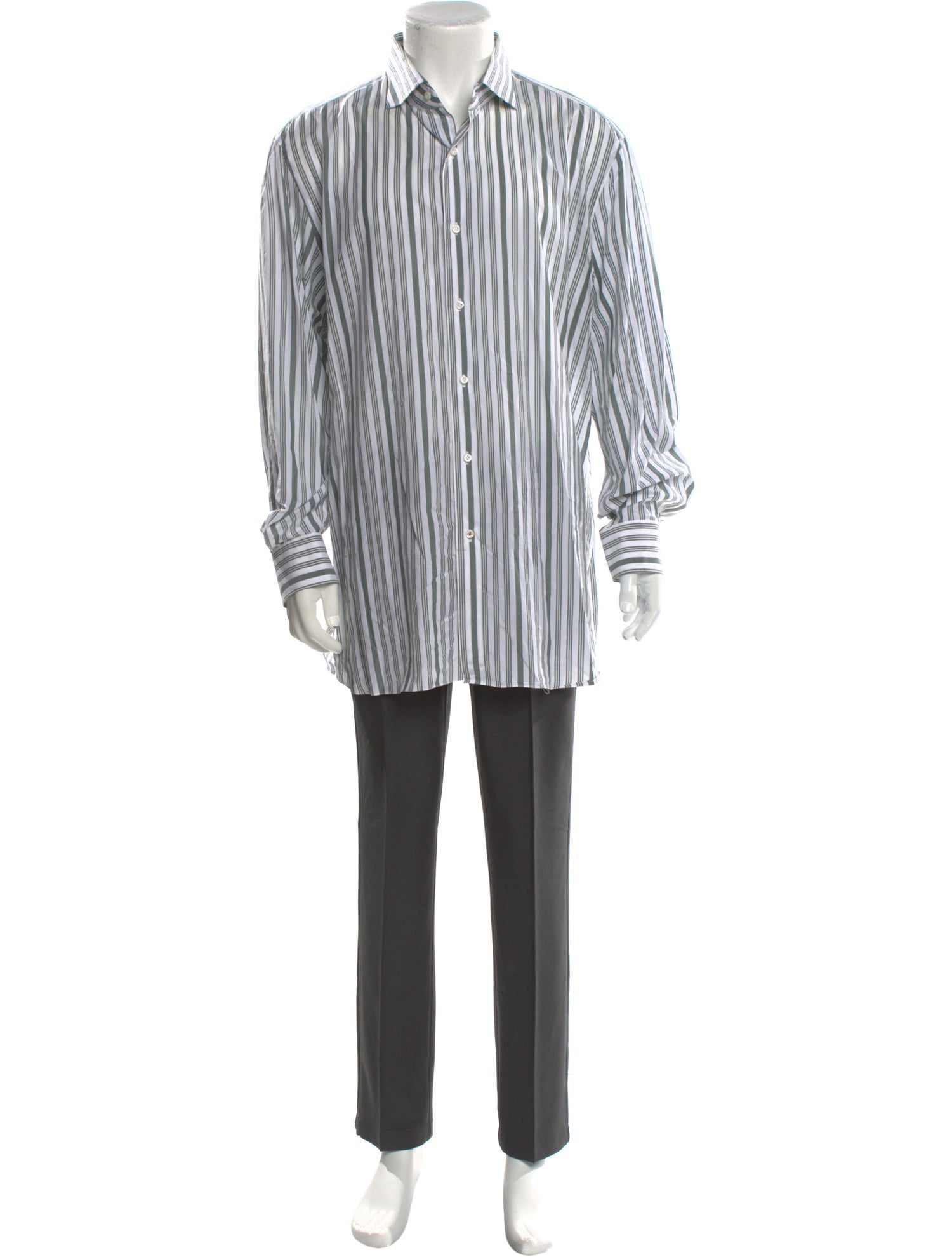 Isaia Striped Long Sleeve Dress Shirt