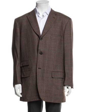 Isaia Wool Plaid Print Blazer