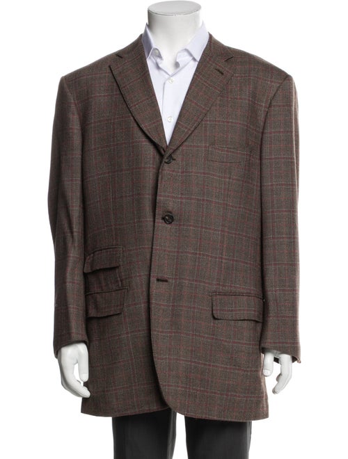 Isaia Wool Plaid Print Blazer