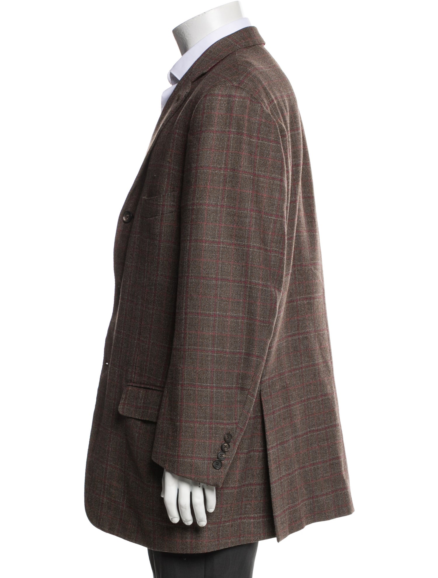 Isaia Wool Plaid Print Blazer
