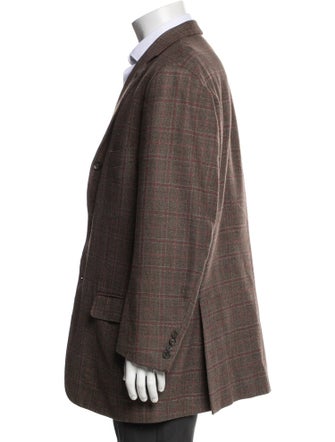 Isaia Wool Plaid Print Blazer
