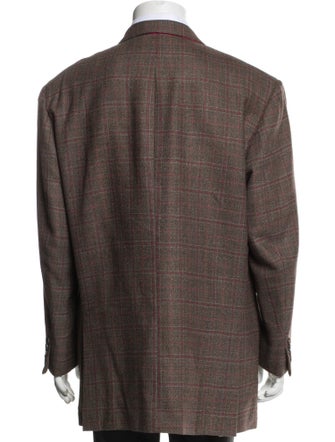 Isaia Wool Plaid Print Blazer