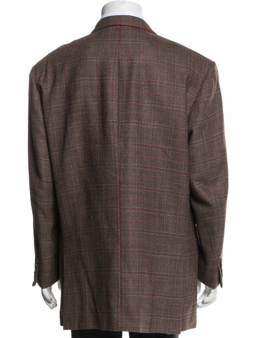 Isaia Wool Plaid Print Blazer