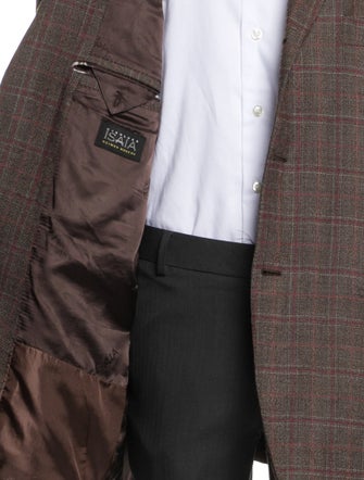 Isaia Wool Plaid Print Blazer