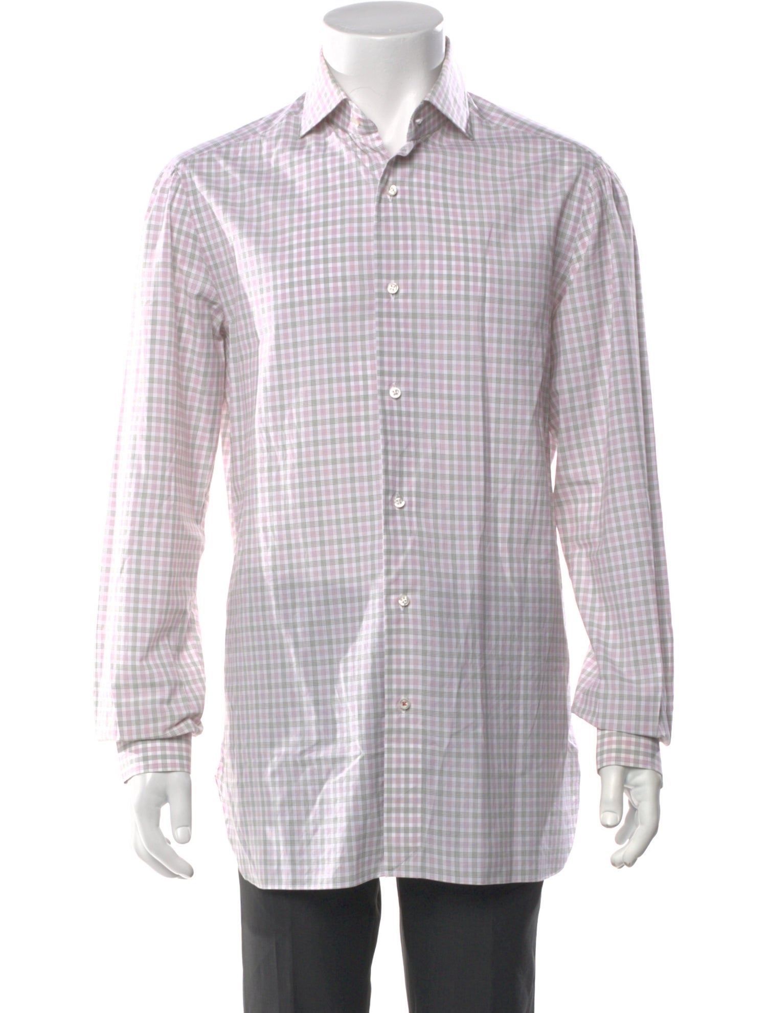 Isaia Plaid Print Long Sleeve Dress Shirt