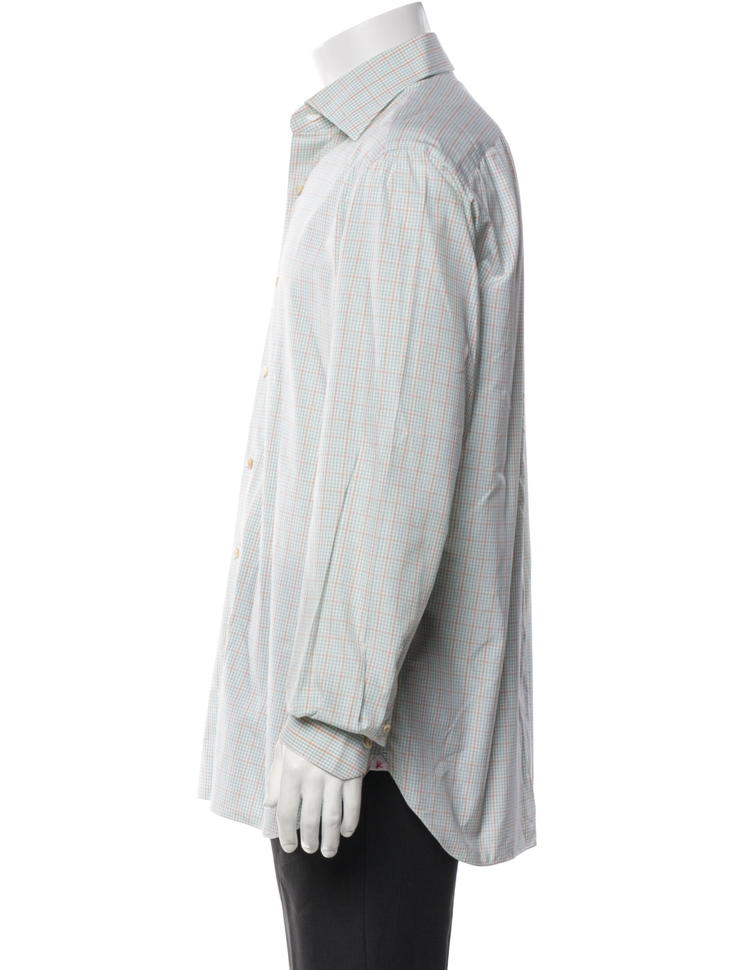 Isaia Plaid Print Long Sleeve Dress Shirt