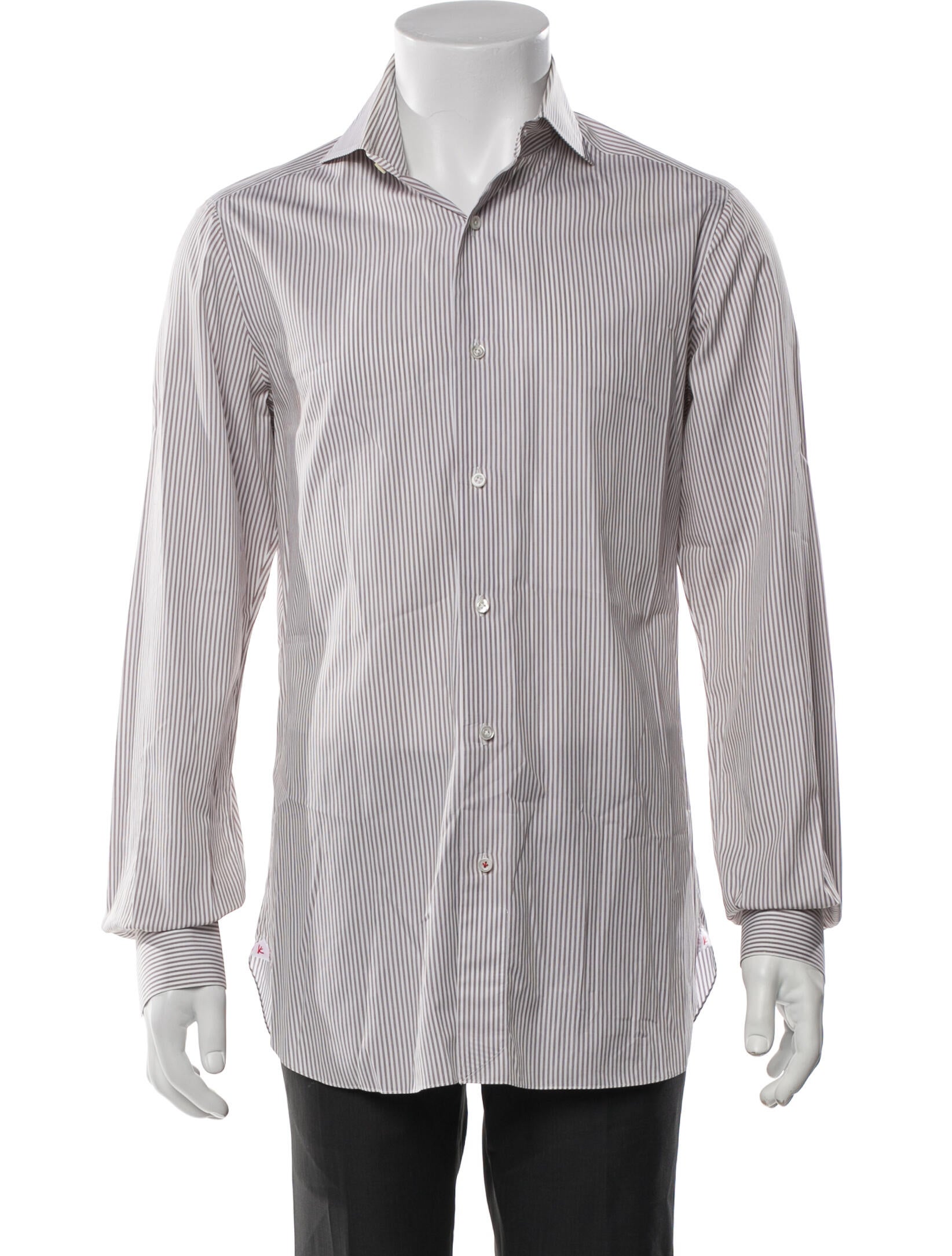 Isaia Striped Long Sleeve Dress Shirt