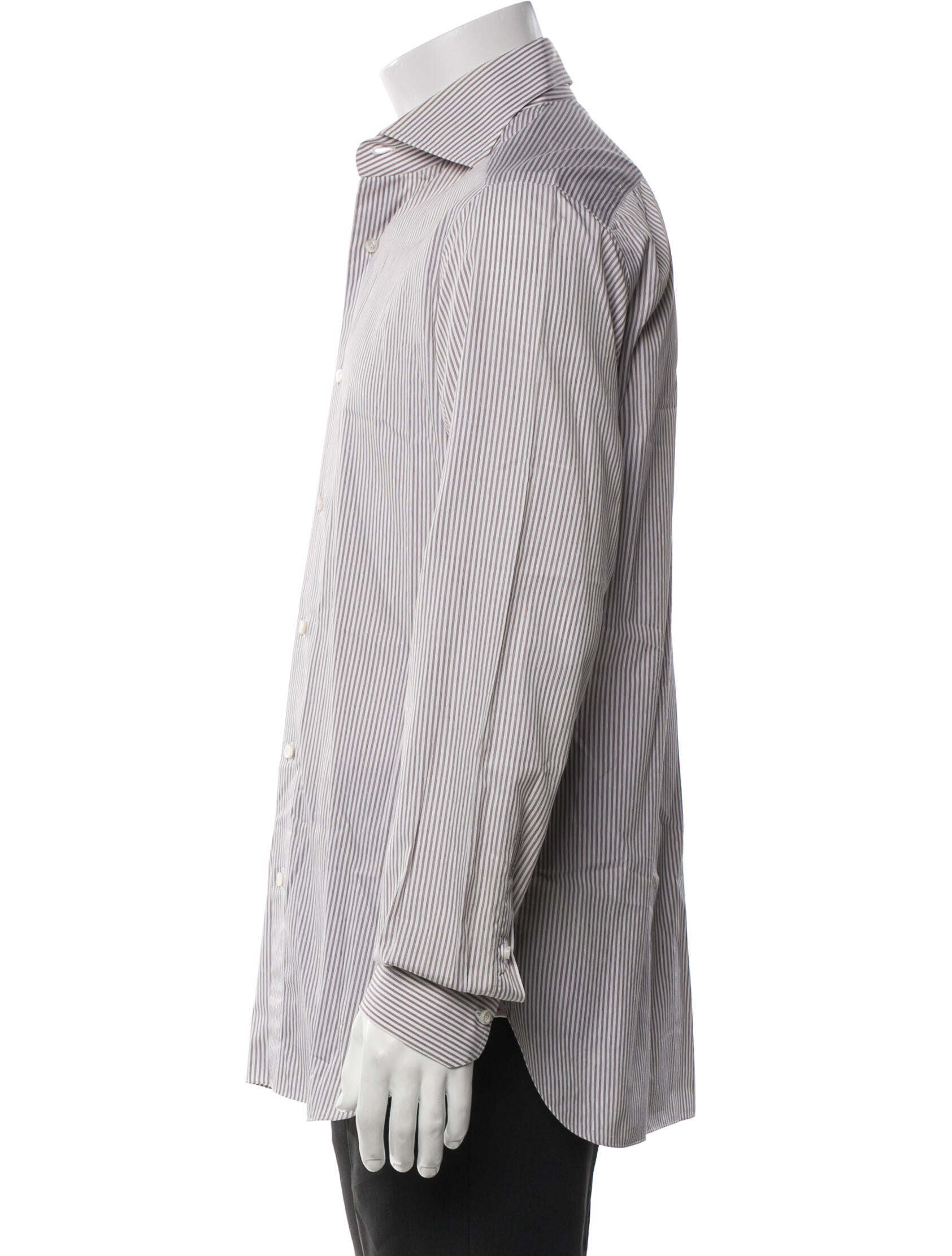 Isaia Striped Long Sleeve Dress Shirt