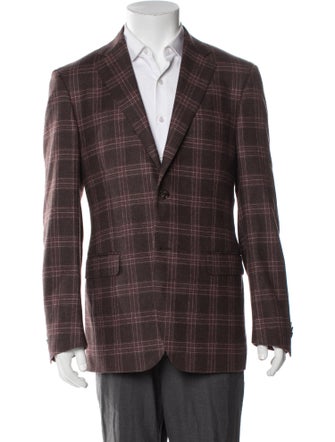 Isaia Wool Plaid Print Blazer