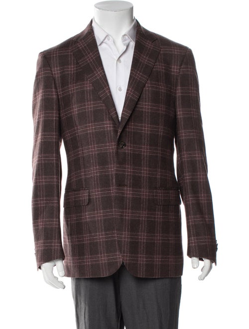 Isaia Wool Plaid Print Blazer