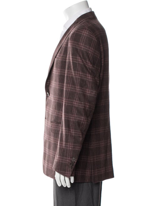 Isaia Wool Plaid Print Blazer
