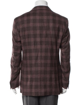 Isaia Wool Plaid Print Blazer
