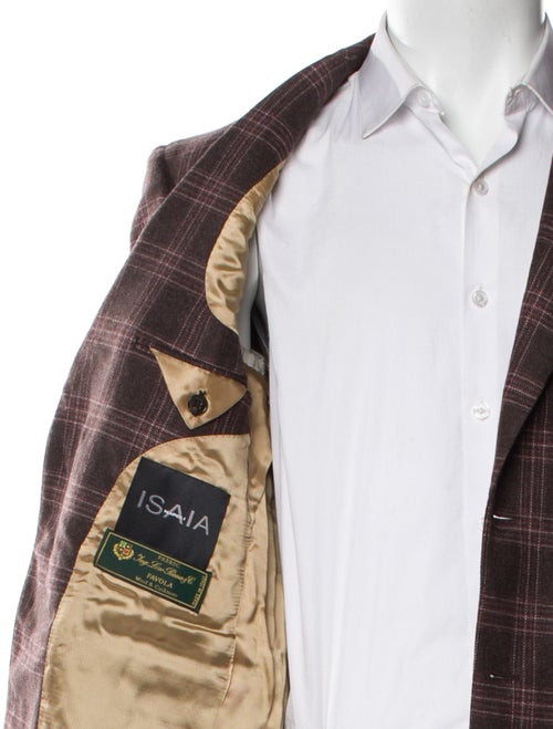 Isaia Wool Plaid Print Blazer
