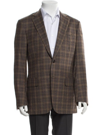 Isaia Wool Plaid Print Sport Coat
