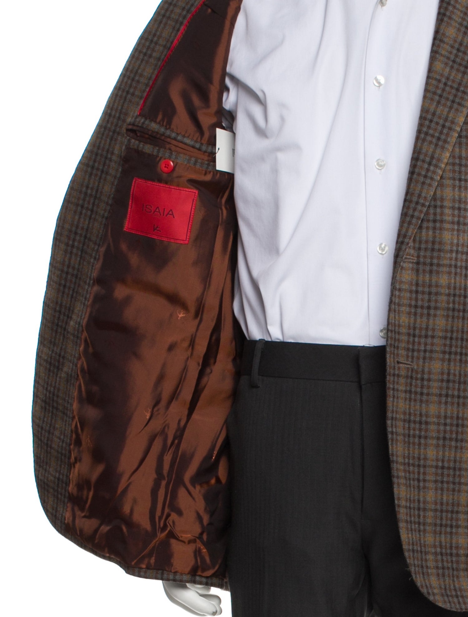 Isaia Wool Plaid Print Sport Coat