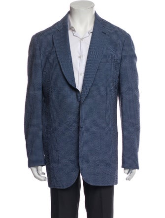 Isaia Wool Plaid Print Blazer
