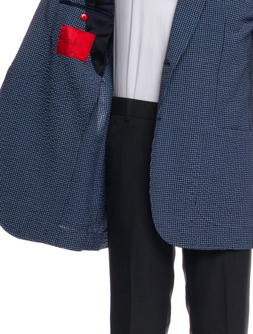 Isaia Wool Plaid Print Blazer