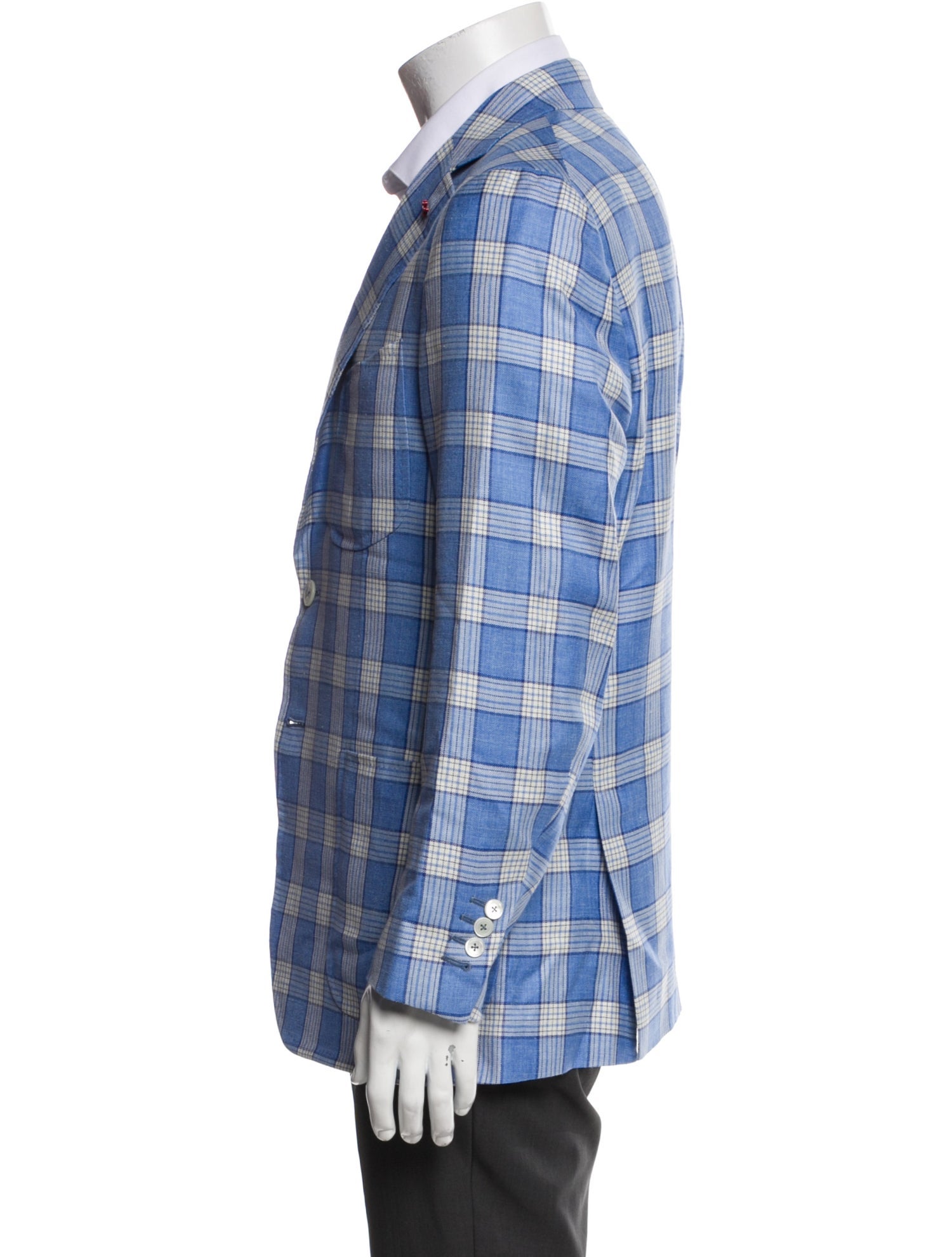 Isaia Wool Plaid Print Blazer