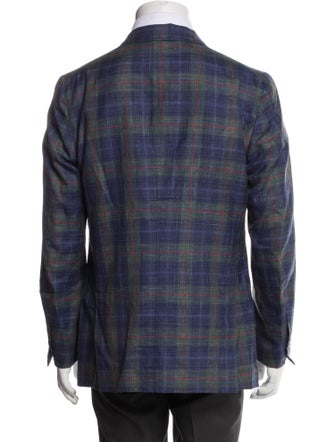 Isaia Cashmere Plaid Print Blazer