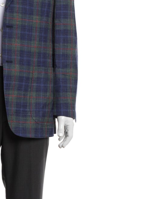 Isaia Cashmere Plaid Print Blazer