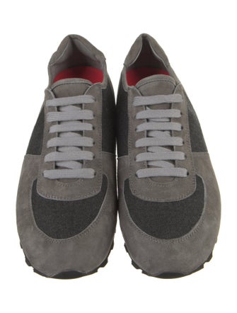 Isaia Suede Colorblock Pattern Sneakers