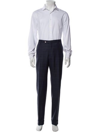 Isaia Wool Plaid Print Two-Piece Suit