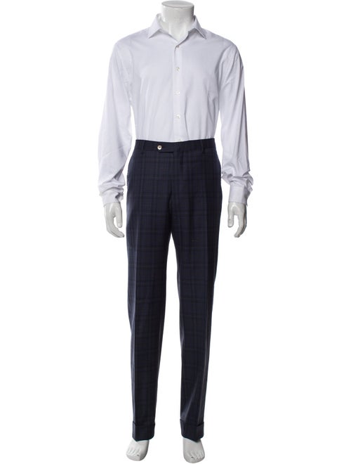 Isaia Wool Plaid Print Two-Piece Suit