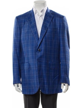 Isaia Wool Plaid Print Blazer