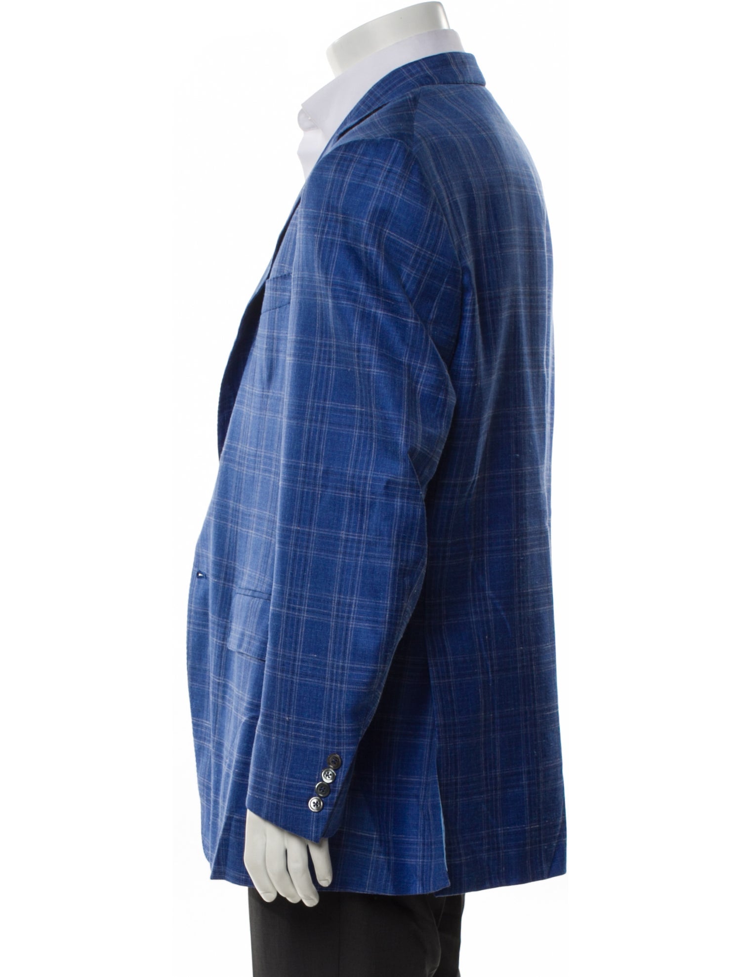 Isaia Wool Plaid Print Blazer