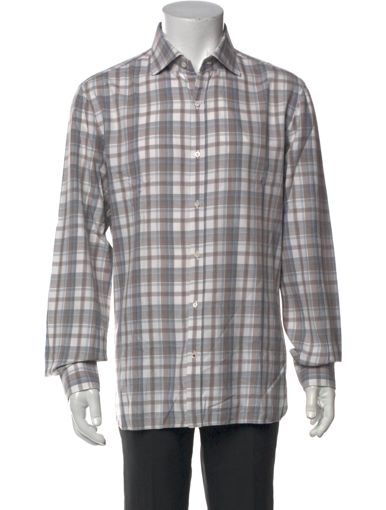 Isaia Plaid Print Long Sleeve Shirt