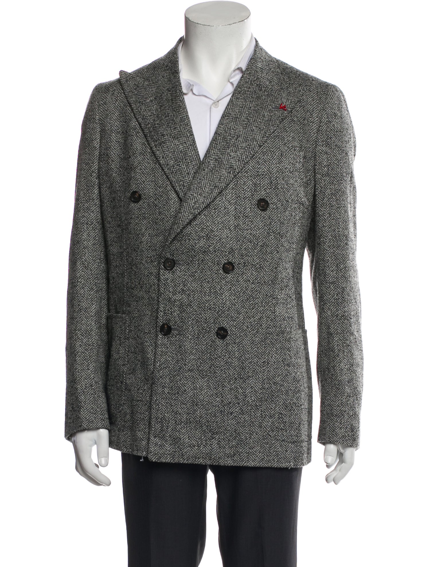 Isaia Wool Striped Peacoat