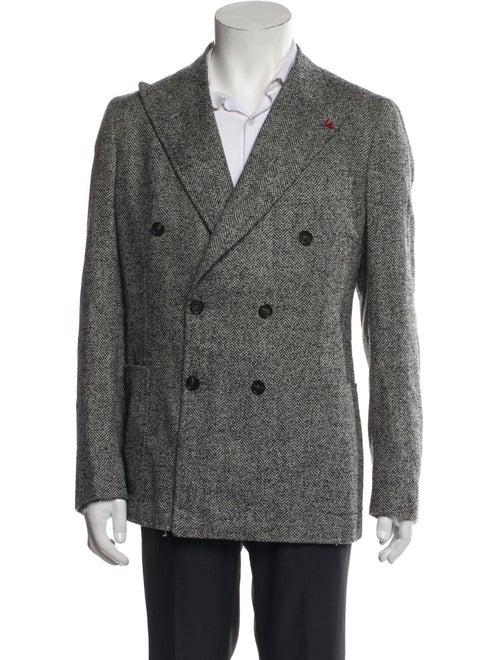 Isaia Wool Striped Peacoat