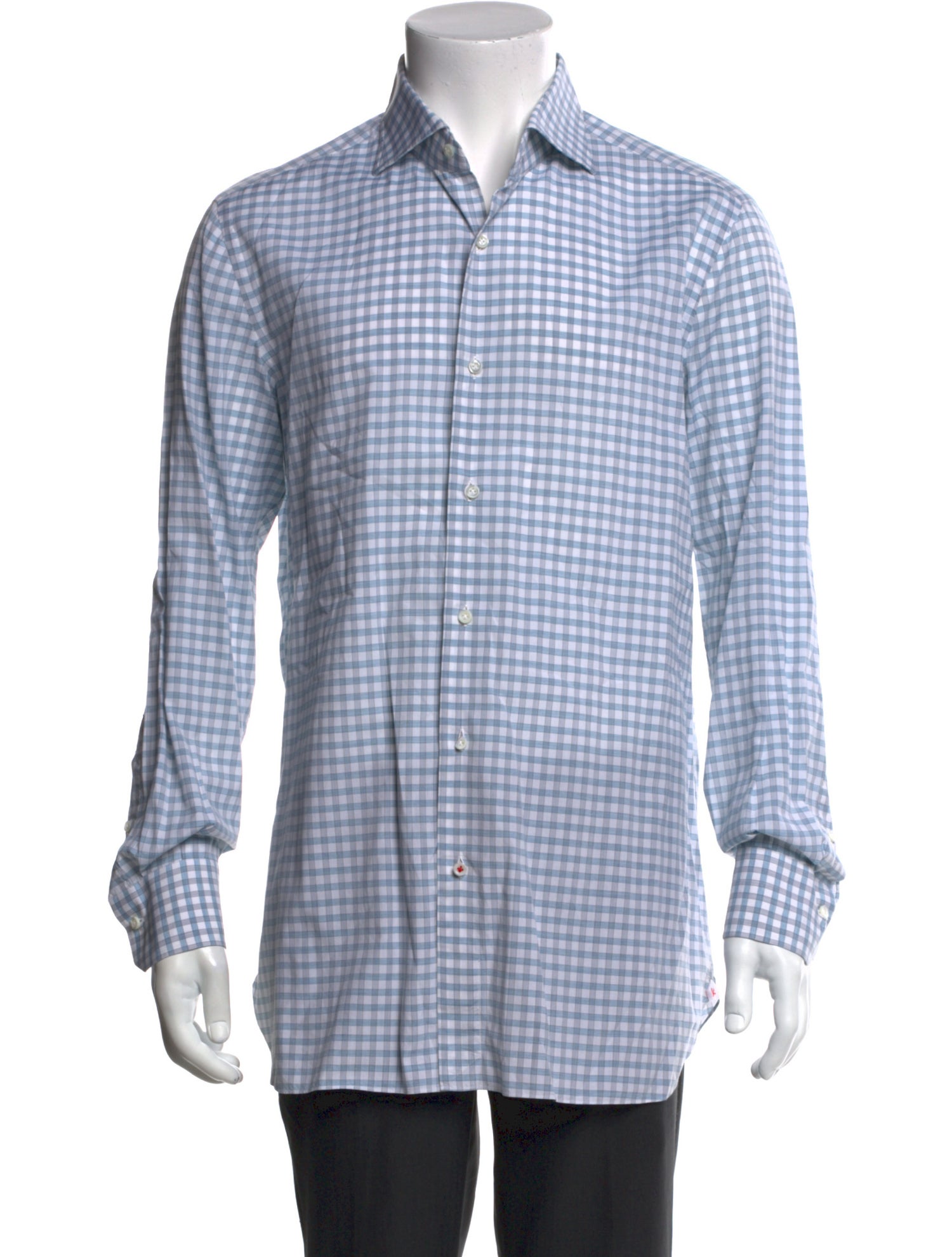 Isaia Plaid Print Long Sleeve Dress Shirt