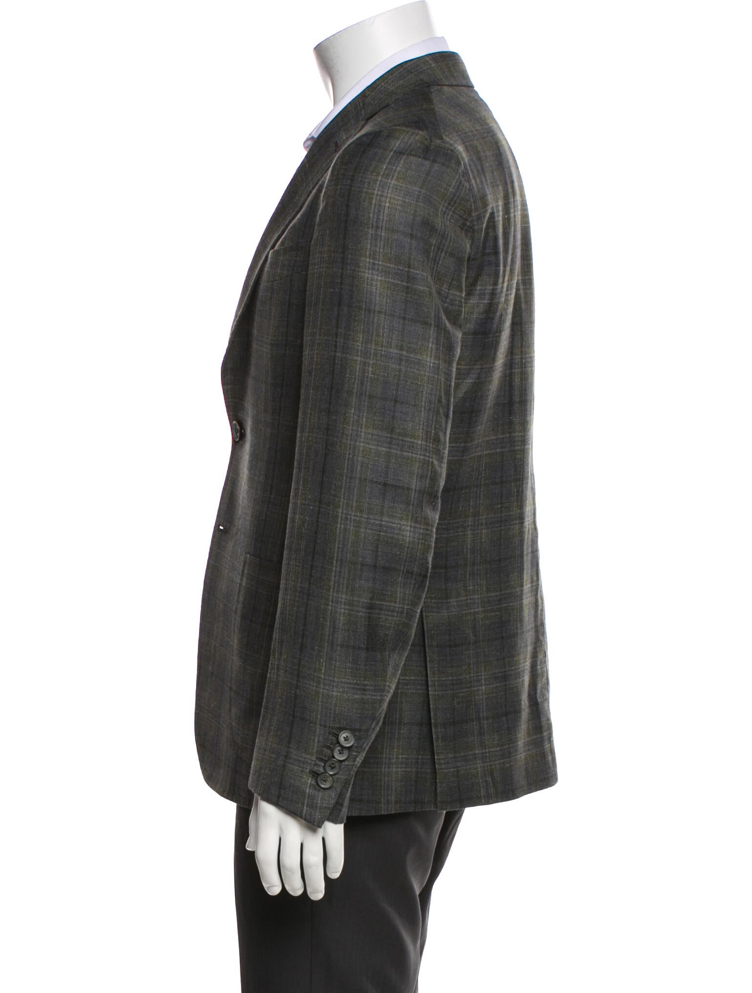 Isaia Wool Plaid Print Blazer