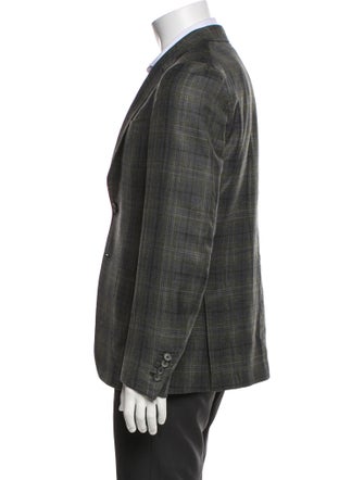 Isaia Wool Plaid Print Blazer